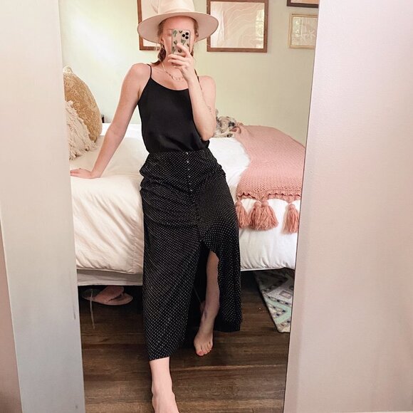 Vintage Dresses & Skirts - Briggs New York Vintage Black Polka Dot Skirt